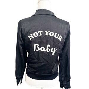 Reformation Womens Not Your Baby Top Satin Button Down Size XS Black